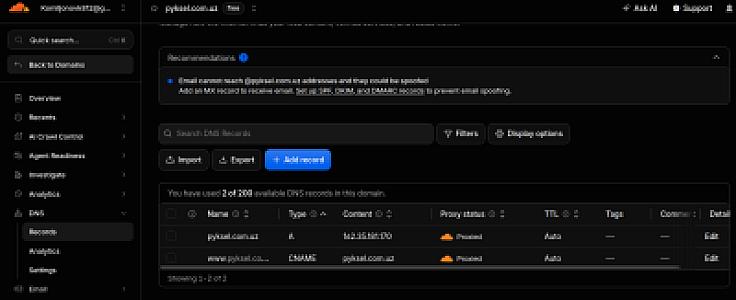 Linux VPS server sozlash, loyihalarni Docker-ga o'tkazish va Cloudflare