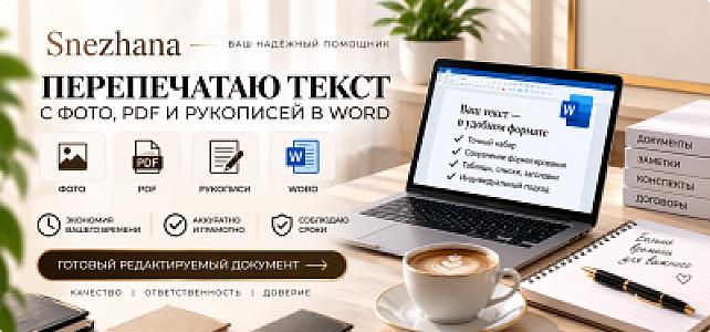 Перепечатаю текст с фото, PDF и рукописей в Word — аккуратно и без лишней рутины