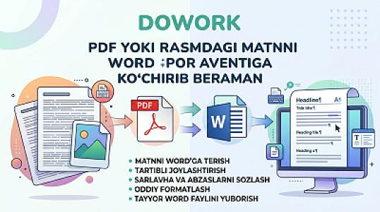 PDF yoki rasmdagi matnni Word formatiga ko‘chirib beraman