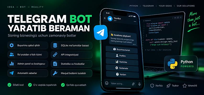 Telegram bot yaratib beraman | Python