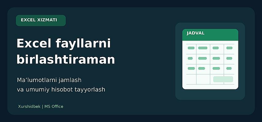 Excel файлларини бирлаштириб, умумий ҳисобот тайёрлайман