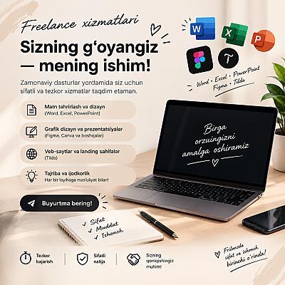Word, Excel, PowerPoint, Figma va Tilda xizmatlari