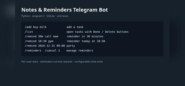 Сделаю Telegram-бота на Python: заявки, напоминания, задачи