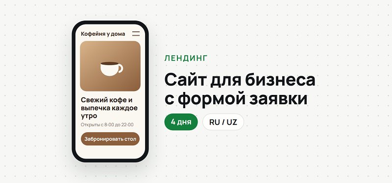 Сделаю лендинг для бизнеса: адаптивный, RU/UZ, с формой заявки