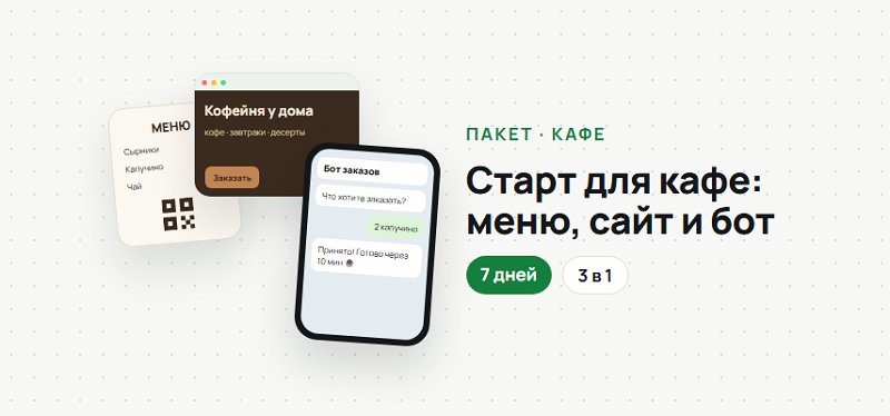 Kafe uchun to‘liq start: menyu, sayt va buyurtmalar uchun Telegram-bot