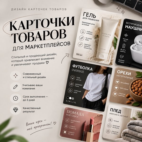 Дизайн карточек товаров для маркетплейсов