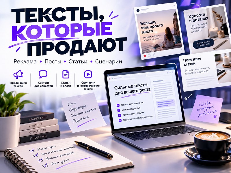 Напишу цепляющие рекламные тексты и посты для соцсетей !