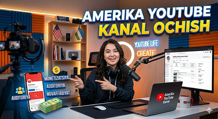 Amerika you tube kanal ochish yoki tayyor kanal olish-sotish