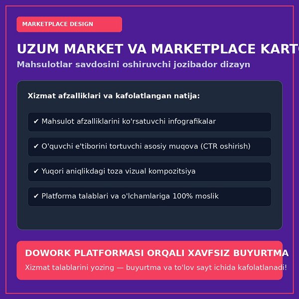 Дизайн карточек товаров для Uzum Market и маркетплейсов