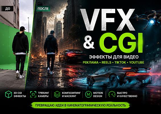 Создание VFX и CGI эффектов для видео и рекламы